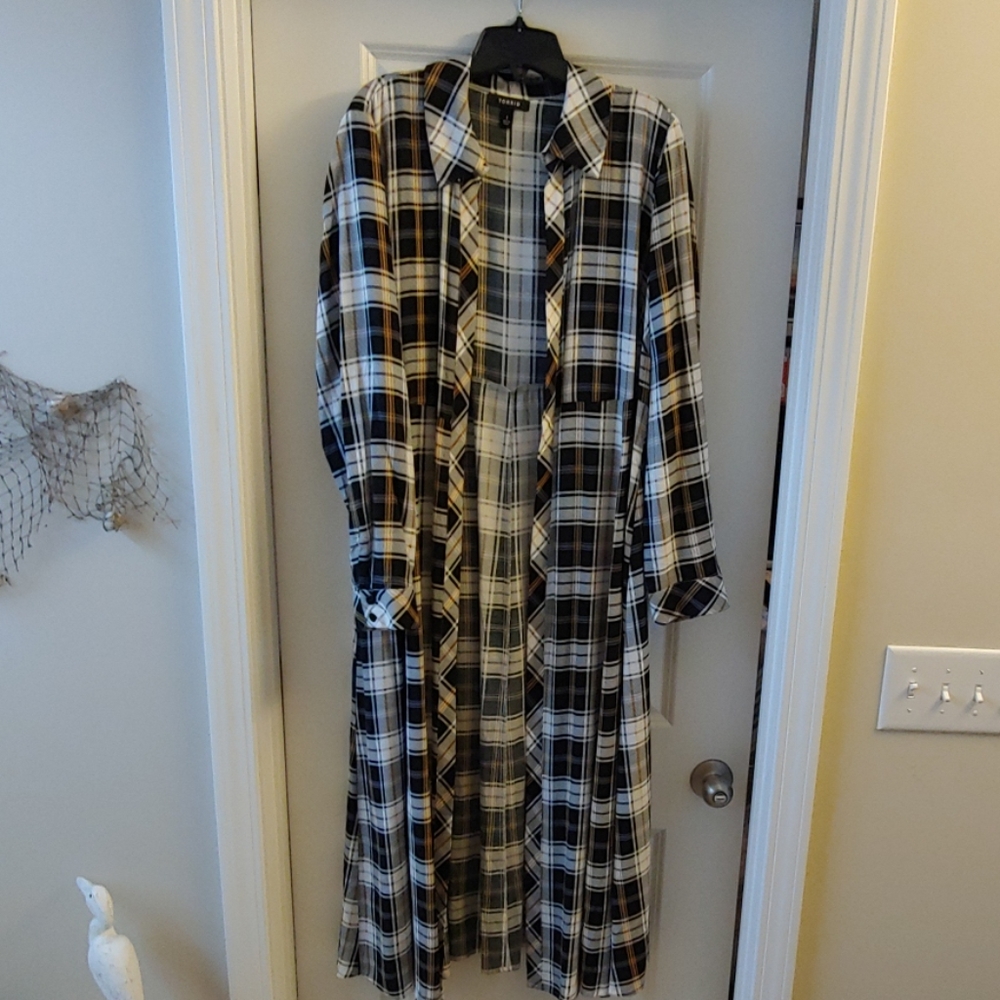 NWT Torrid Plaid Challis Kimono Duster